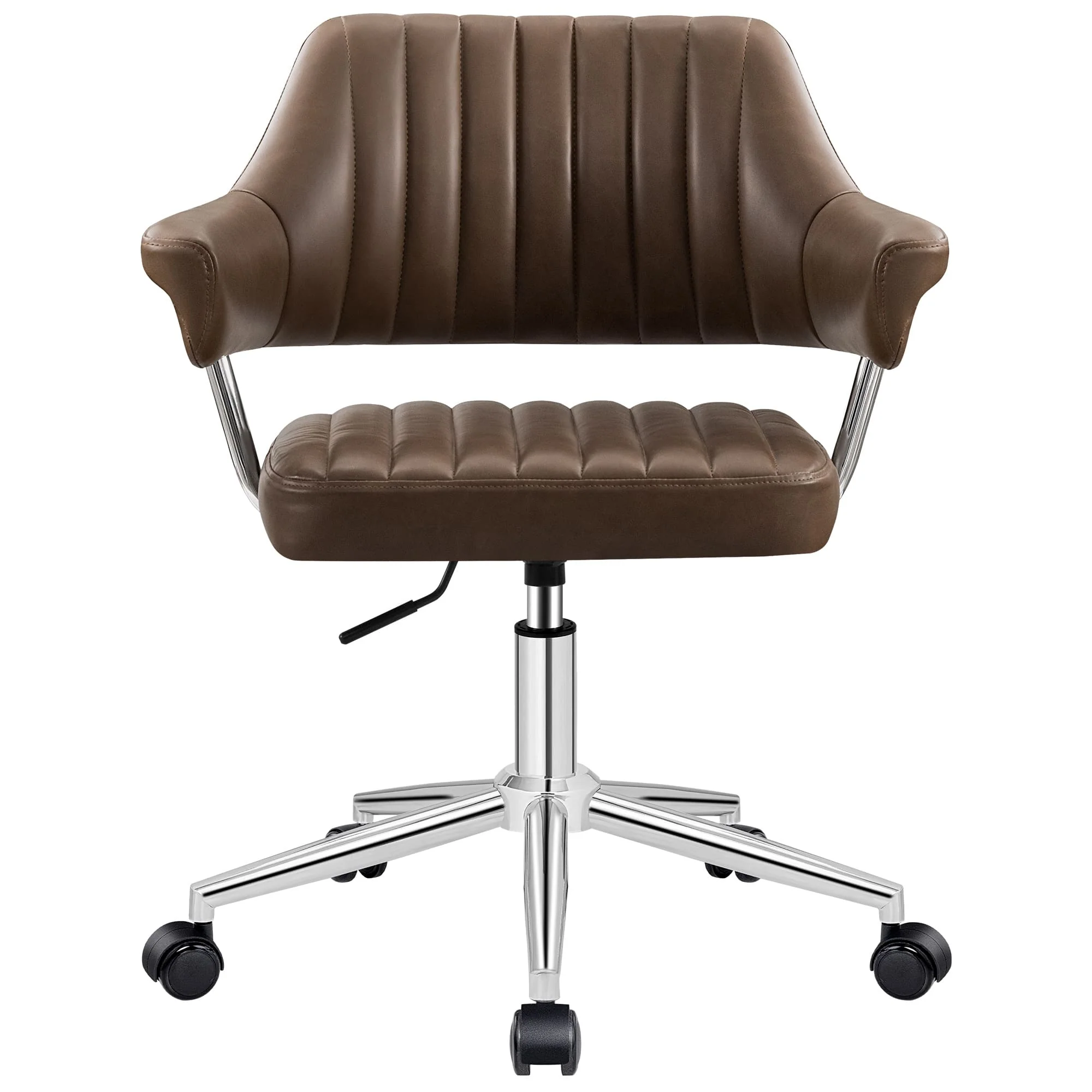 Adjustable PU Leather Swivel Vanity Chair with Arms - Image 13