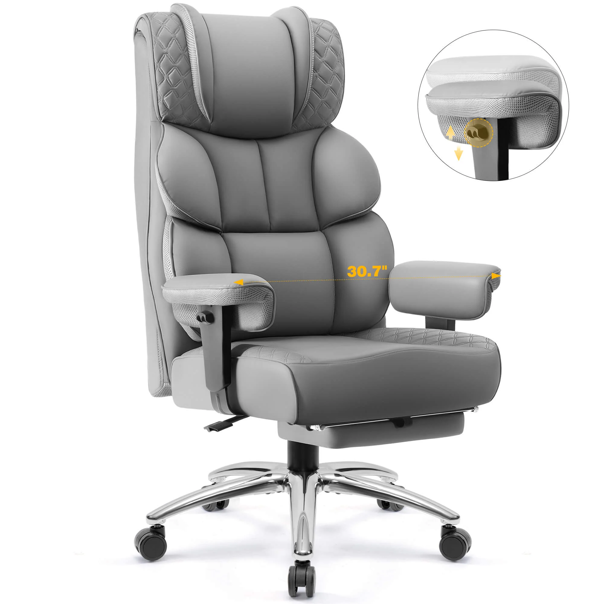 Big and Tall Leather Executive Back Support Office Chair - Image 24