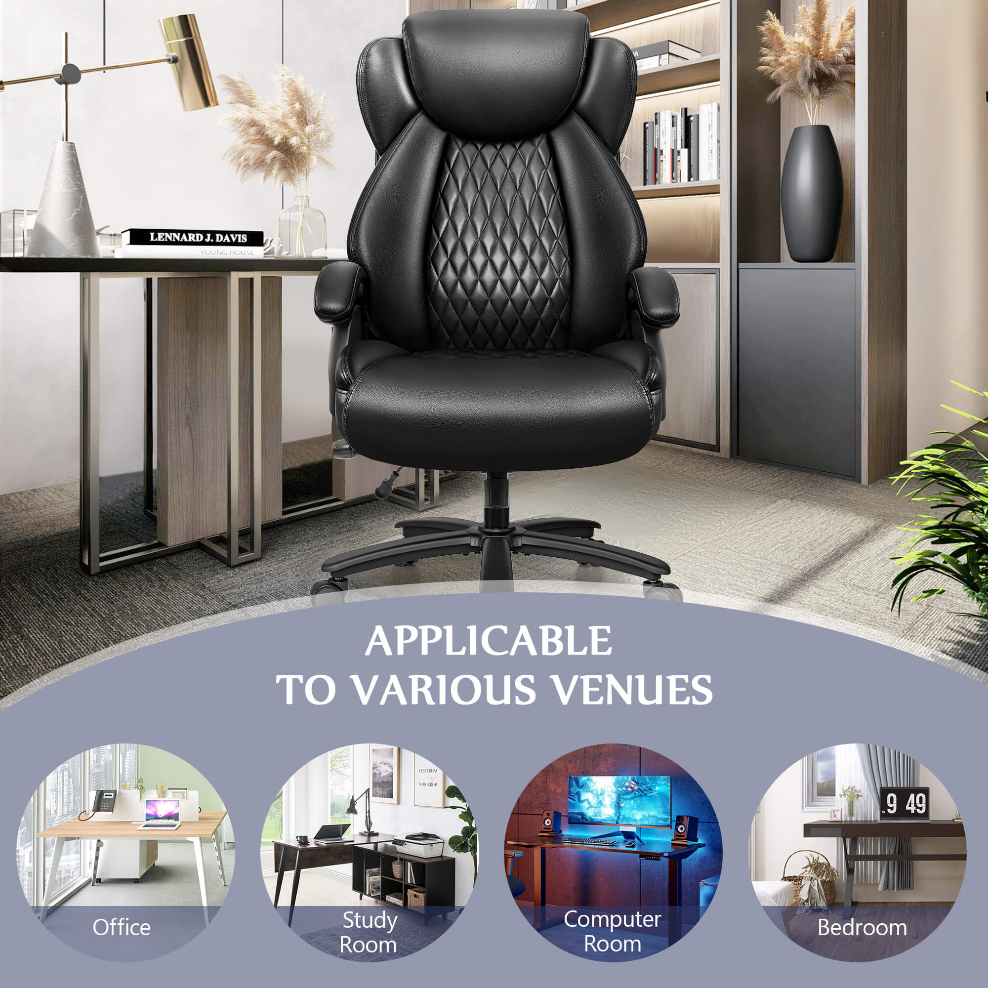 Big and Tall Leather Executive Back Support Office Chair 5202-1 - Image 5