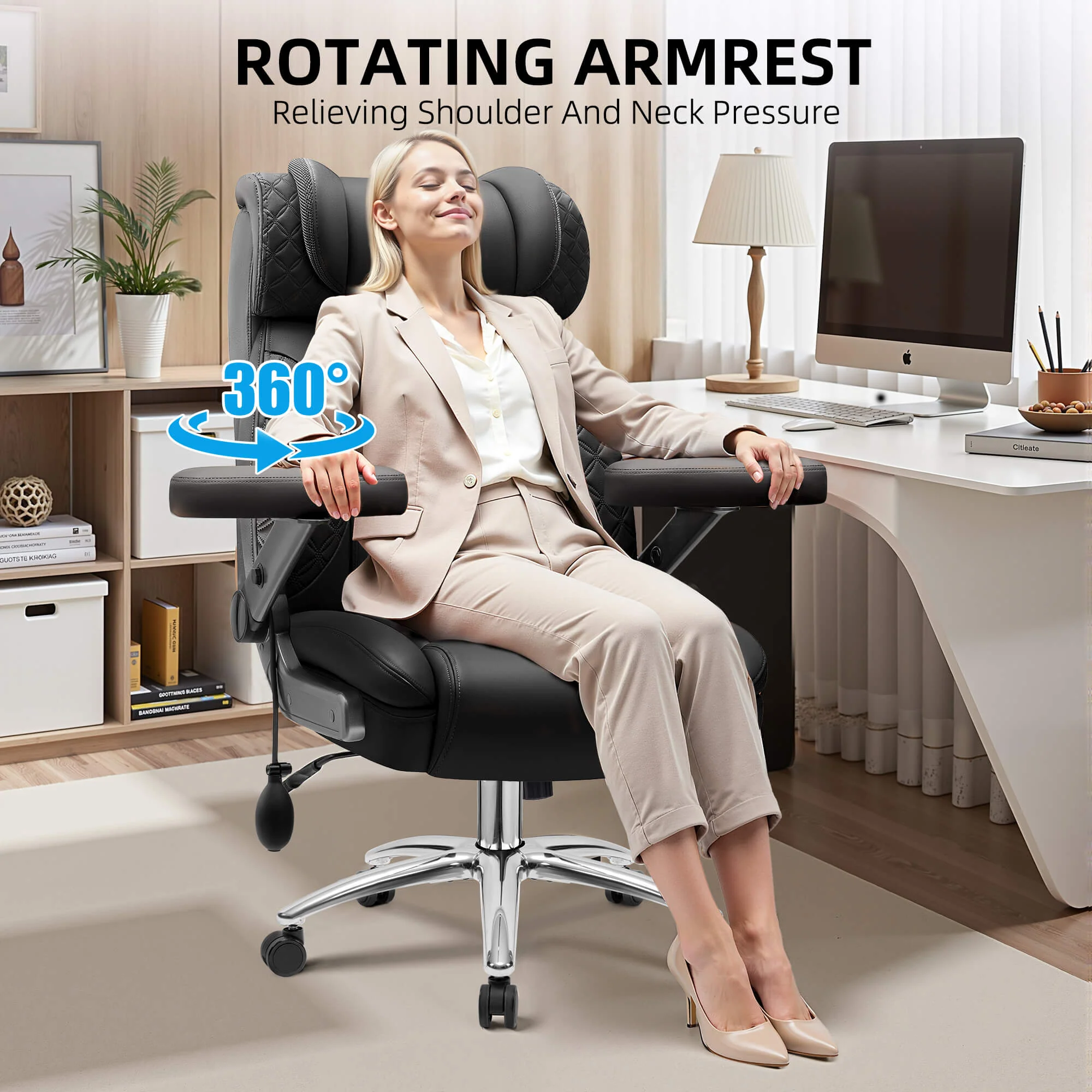 Widened Big and Tall Leather Executive Back Support Office Chair 309 - Image 33