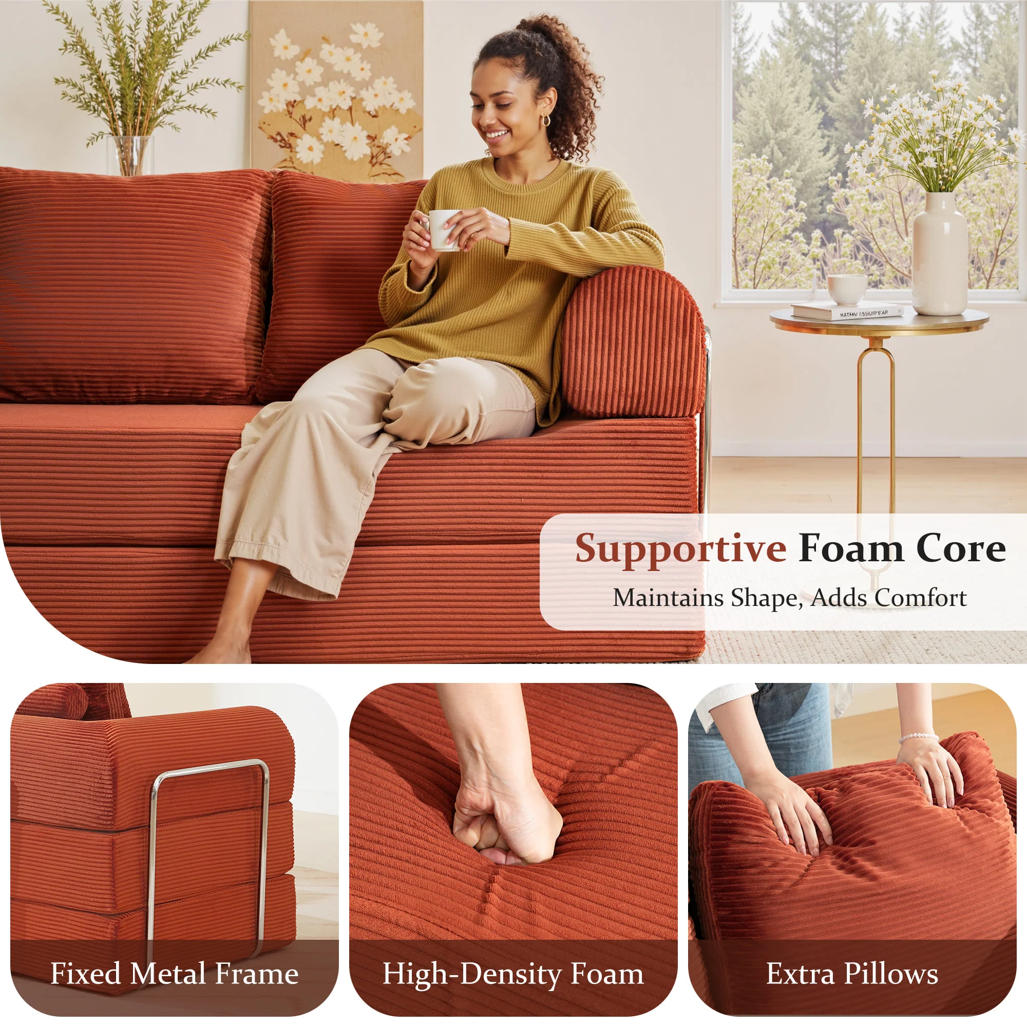 6-in-1 Combination Sponge Floor Sofa with Two Big Pillows - Image 11