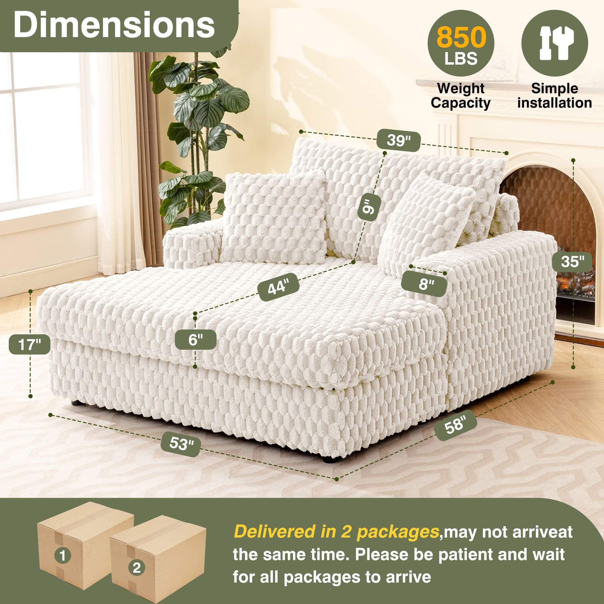 Comfy Cloud Fur Upholstered Sleeper Sofa - Image 7