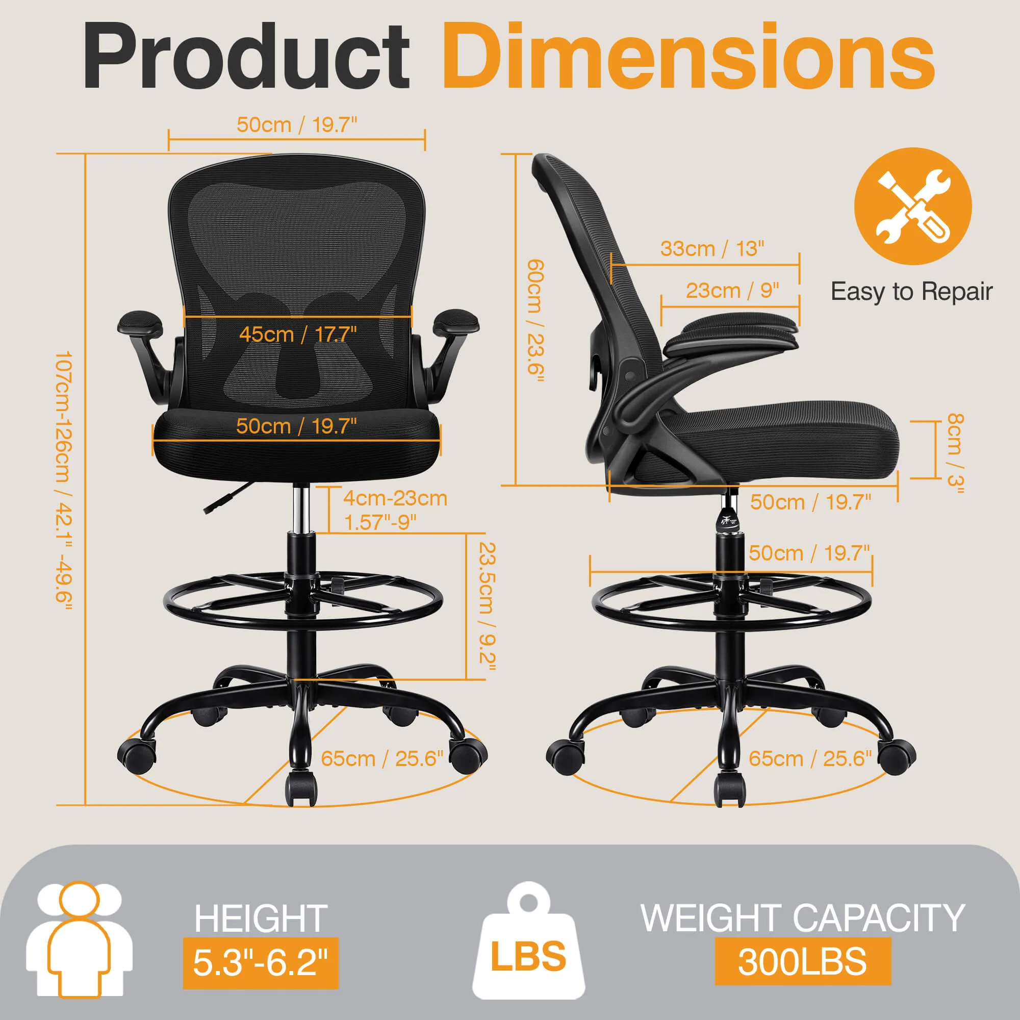 Ergonomic Drafting Chair 935-Z - Image 9