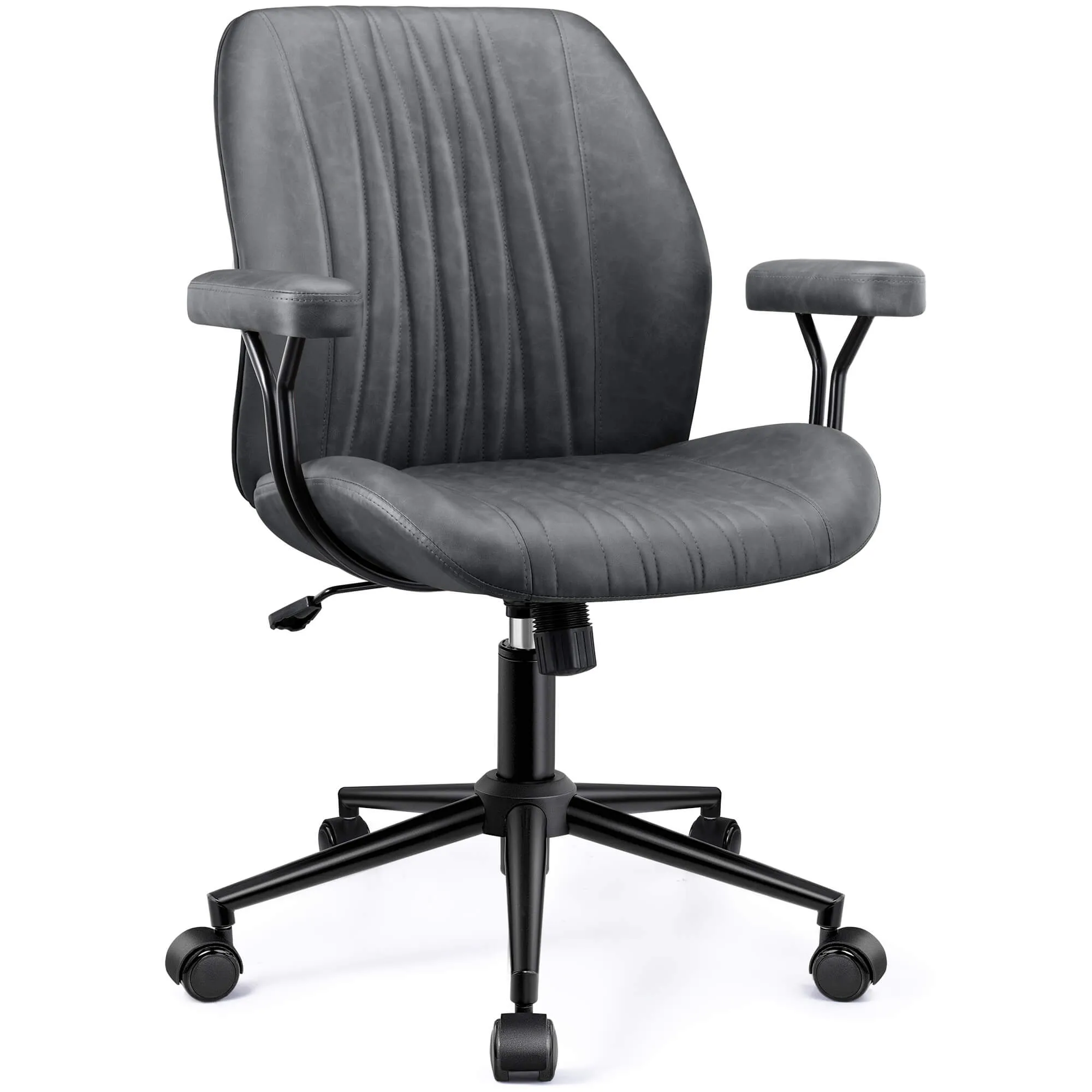 High Back Suede Office Chair Adjustable Home Desk Chair with Lumbar Support - Image 9