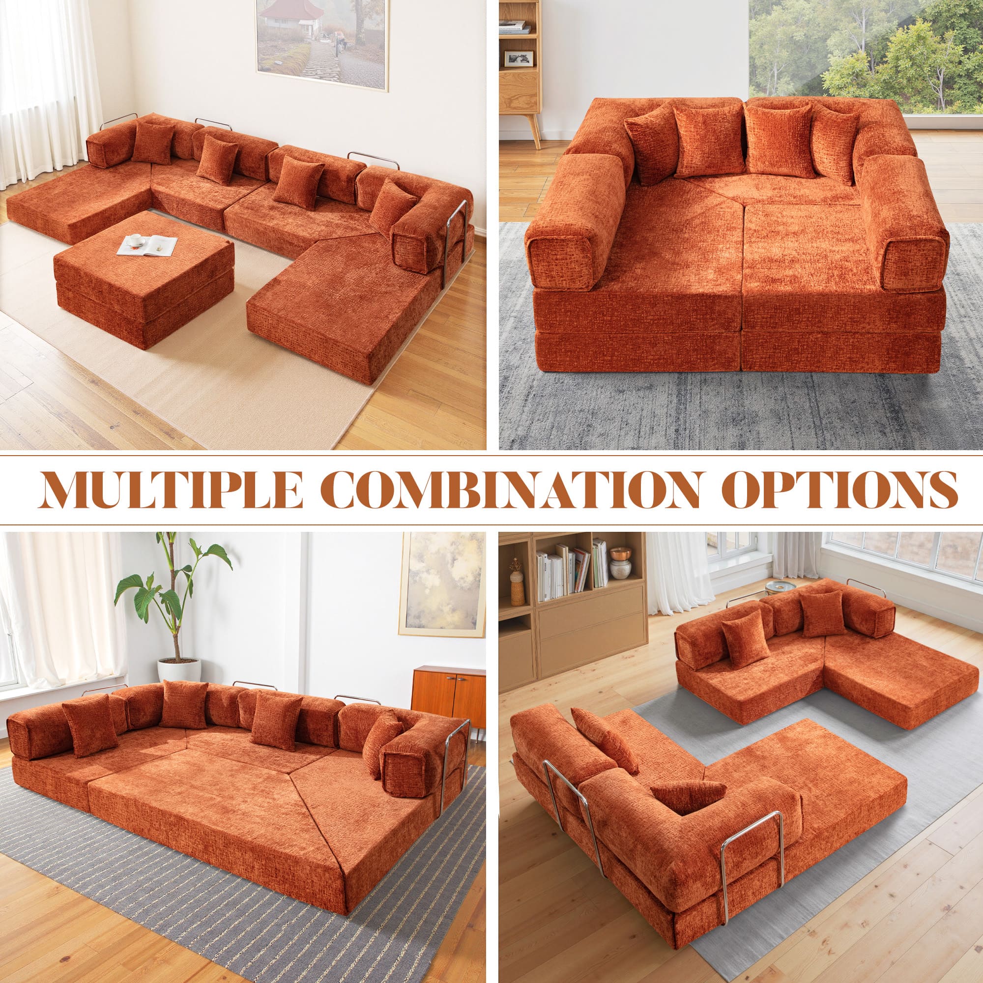 L-Shaped 106.3" W Modular Sectional Sofa Couch - Image 9