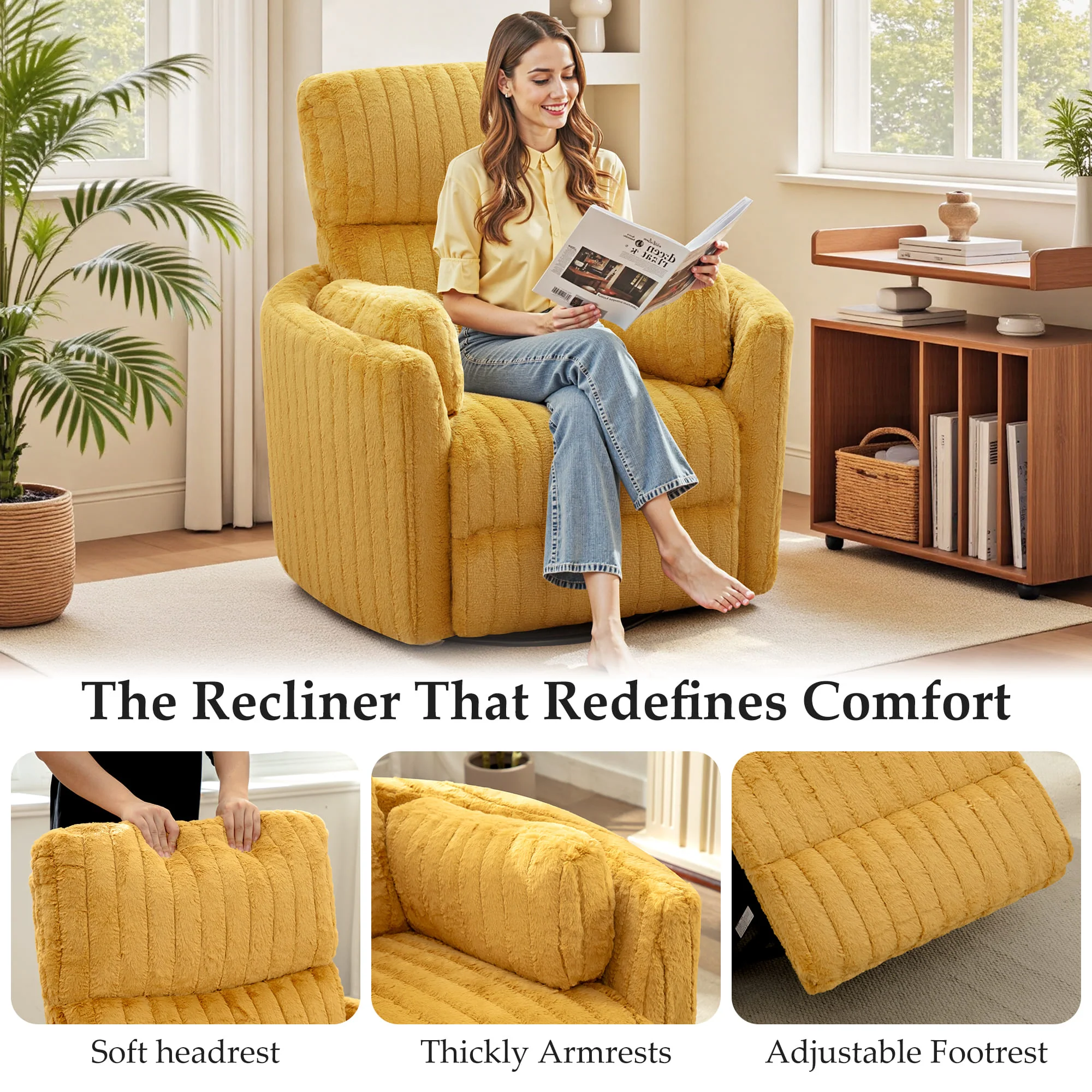 Nursery Power Glider Recliner Chair with USB Ports and Footrest - Image 9