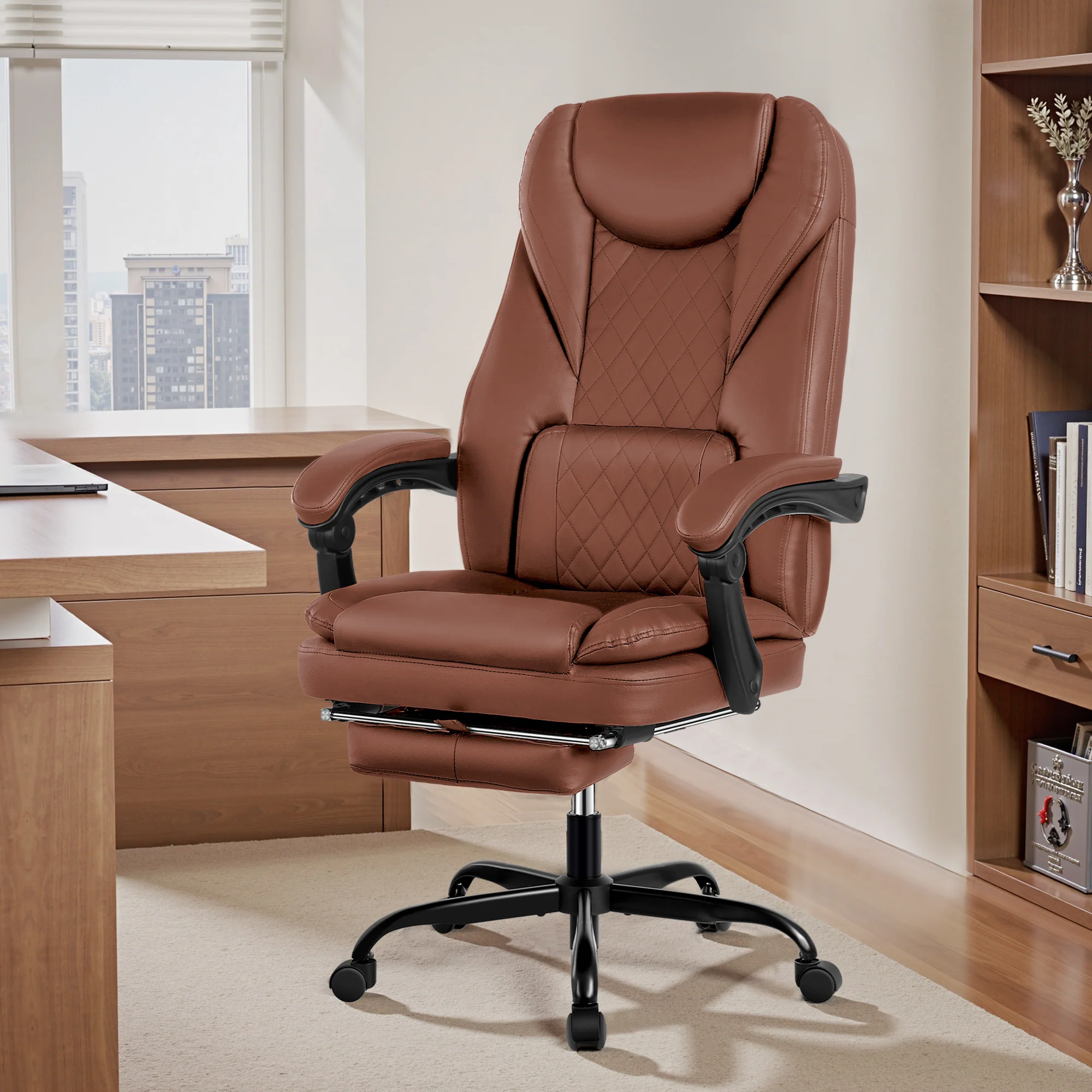 Primy Premium Executive Office Chair - Big & Tall PU Leather Reclining Chair with Footrest & Lumbar Support, 400lb Heavy Duty Ergonomic Computer Desk Chair for Home/Office - Image 8