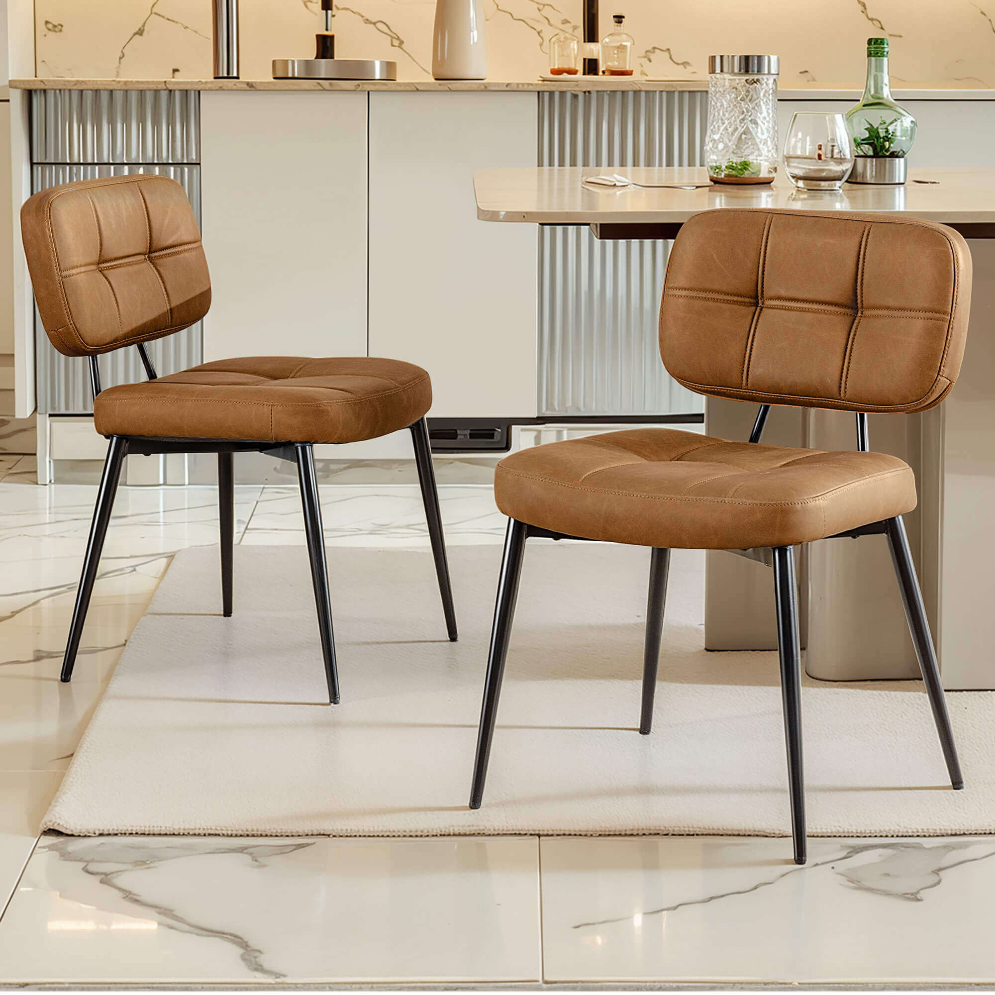 Upholstered Side Dining Chairs Set of 2 - Image 3