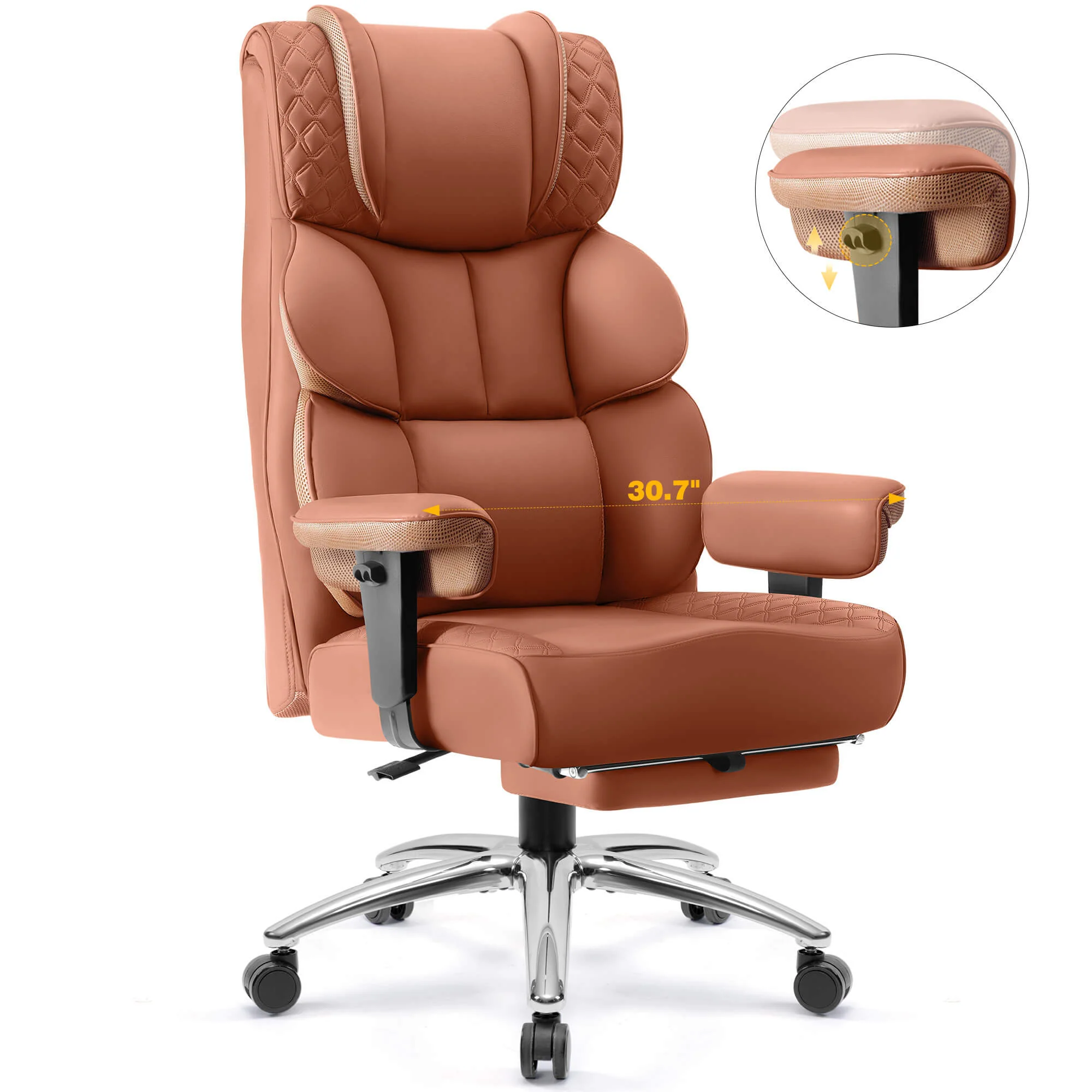 Widened Big and Tall Leather Executive Back Support Office Chair 309 - Image 20