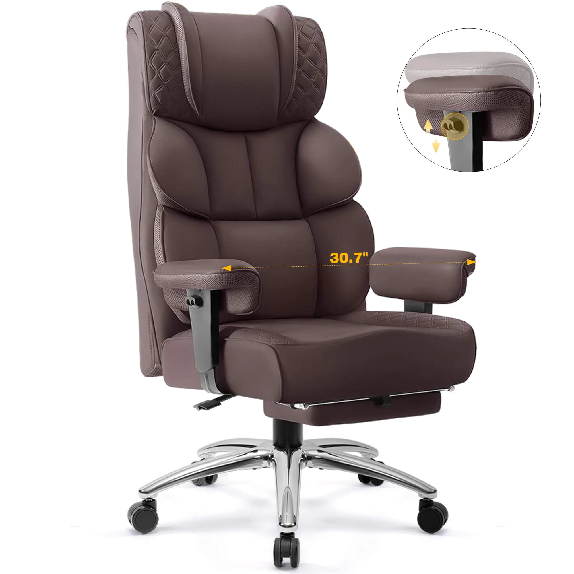 Widened Big and Tall Leather Executive Back Support Office Chair 309 - Image 27